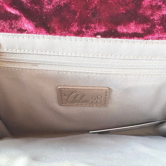 Burgundy Velvet Bag Gothic Gunmetal Silver Chain Crossbody Chelsea28 Nordstrom - Picture 11 of 11